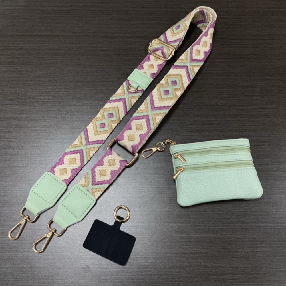 Geometric Strap with Mint Green Pouch